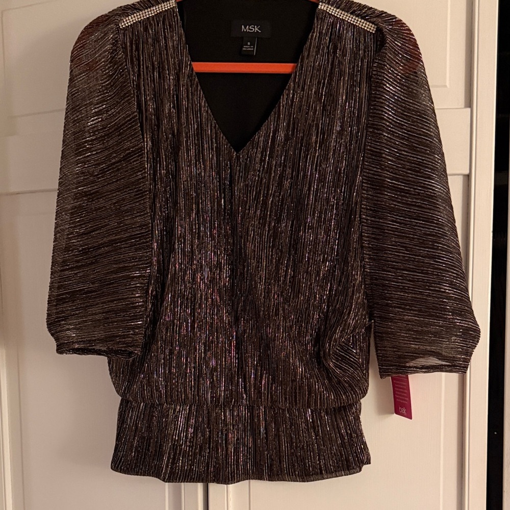 MSK Women's Shimmering Brown blouse